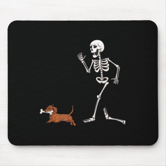 Funny Halloween Dackel und Skelett Mousepad (Vorne)