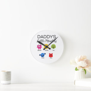 Funny Halloween Daddy's Little Monster Runde Wanduhr
