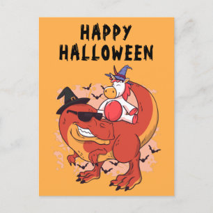 Funny Halloween Dinosaur Niedlich Unicorn Postkarte