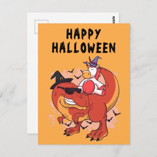 Funny Halloween Dinosaur Niedlich Unicorn Postkarte (Vorne/Hinten)