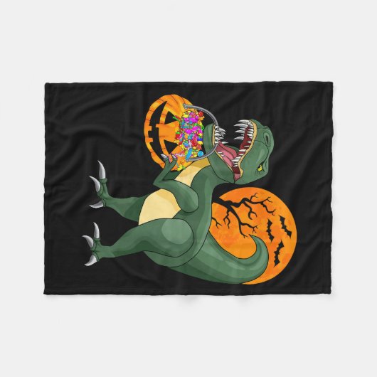 Funny Halloween Dinosaur Pumpkin Y T Rex Boys Kids Fleecedecke (Vorderseite (Horizontal))