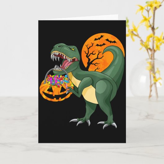 Funny Halloween Dinosaur Pumpkin Y T Rex Boys Kids Karte (Gelbe Blume)
