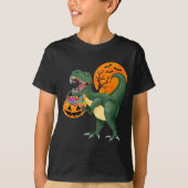 Funny Halloween Dinosaur Pumpkin Y T Rex Boys Kids T-Shirt (Vorderseite)