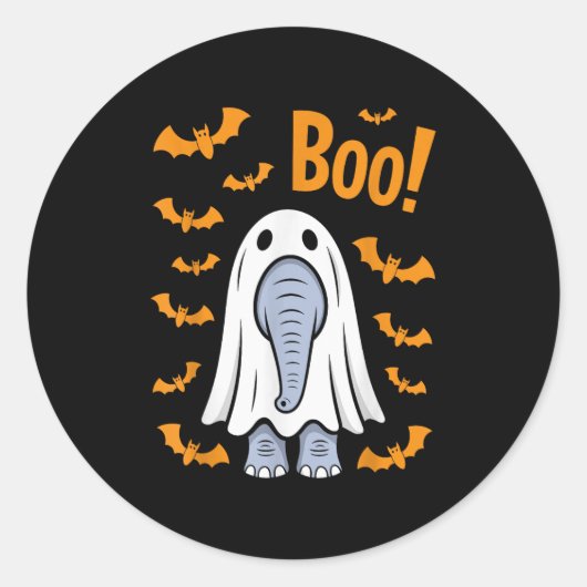 Funny Halloween Elephant Boo Ghost Kostümbäder Runder Aufkleber (Vorderseite)