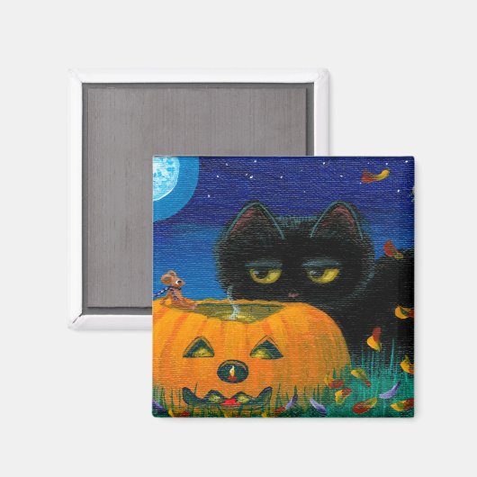 Funny Halloween Fall Cat Mouse Art Creationarts Magnet (Vorderseite/Rückseite)