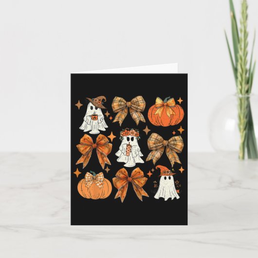 Funny Halloween Fall Coquette Bow Pumpkin Niedlich Karte (Vorderseite)