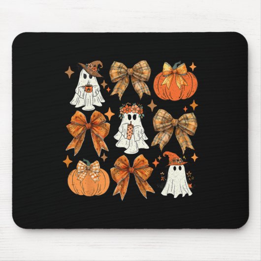 Funny Halloween Fall Coquette Bow Pumpkin Niedlich Mousepad (Vorne)