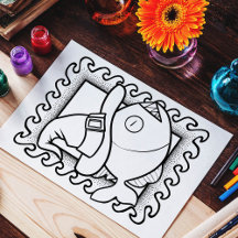 Funny Halloween Fish Coloring Page