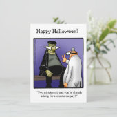Funny Halloween Flat Greycard (Stehend Vorderseite)