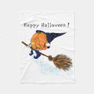 Funny Halloween Fleece Blanket Hexenkürbis