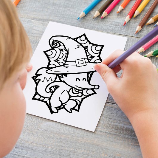 Funny Halloween Fox Tancing Coloring Page Poster