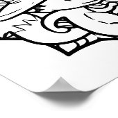 Funny Halloween Fox Tancing Coloring Page Poster (Ecke)