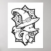 Funny Halloween Fox Tancing Coloring Page Poster (Vorne)