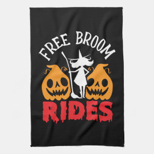 Funny Halloween Free Broom Rides Hexenkürbis Geschirrtuch