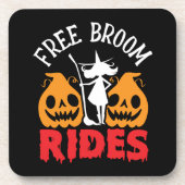 Funny Halloween Free Broom Rides Hexenkürbis Getränkeuntersetzer (Vorderseite)