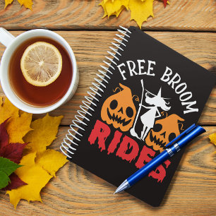 Funny Halloween Free Broom Rides Hexenkürbis Notizblock