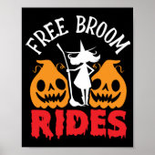 Funny Halloween Free Broom Rides Hexenkürbis Poster (Vorne)