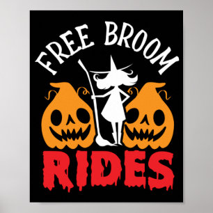 Funny Halloween Free Broom Rides Hexenkürbis Poster