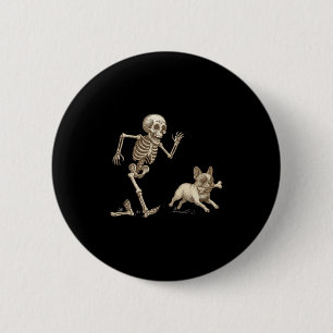 Funny Halloween French Bulldog Skeleton Soky Seaso Button