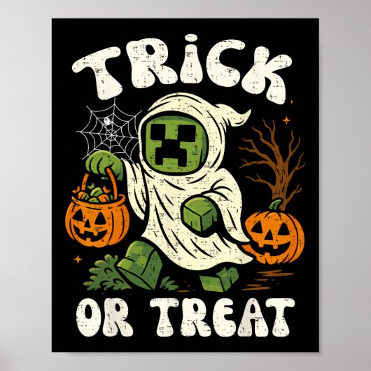 Funny Halloween Gamer Pixel Kids Trick oder Treat  Poster (Vorne)