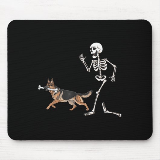 Funny Halloween German Shepherd and Skeleton Mousepad (Vorne)