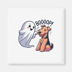 Funny Halloween Ghost Airedale Terrier Boop Lazy C Magnet