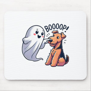 Funny Halloween Ghost Airedale Terrier Boop Lazy C Mousepad