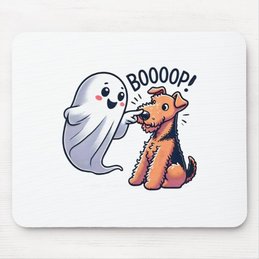 Funny Halloween Ghost Airedale Terrier Boop Lazy C Mousepad (Vorne)