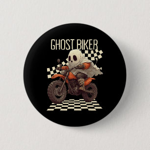 Funny Halloween Ghost Biker auf Motorrad Button