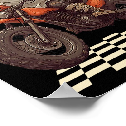 Funny Halloween Ghost Biker auf Motorrad Poster (Ecke)