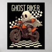 Funny Halloween Ghost Biker auf Motorrad Poster (Vorne)