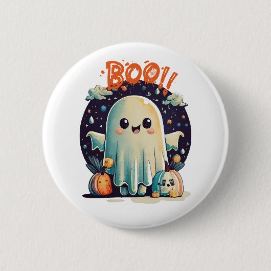 Funny Halloween Ghost Boo in Galaxy Button (Vorderseite)