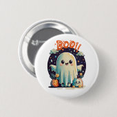 Funny Halloween Ghost Boo in Galaxy Button (Vorne & Hinten)