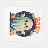 Funny Halloween Ghost Boo in Galaxy Fleecedecke (Vorderseite (Horizontal))