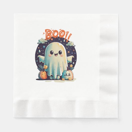 Funny Halloween Ghost Boo in Galaxy Serviette (Vorderseite)