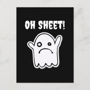 Funny Halloween Ghost Boo Sheet Puff Oh Sheet Postkarte