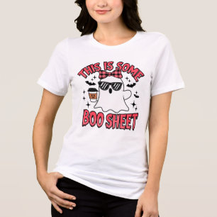 Funny Halloween Ghost Boom Sheet Tri-Blend Shirt