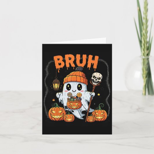 Funny Halloween Ghost Bruh Niedlich Candy Ghost Co Karte (Vorderseite)
