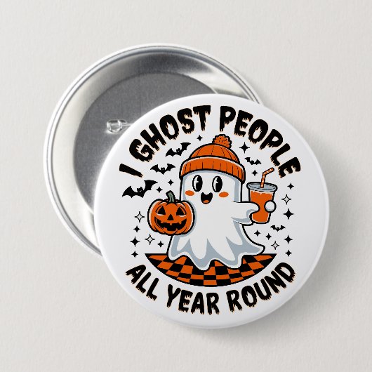 Funny Halloween Ghost Button (Vorne & Hinten)