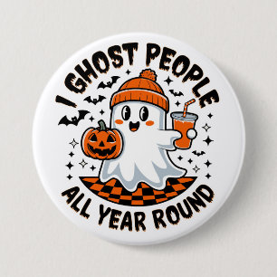 Funny Halloween Ghost Button