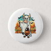 Funny Halloween Ghost Cow Button (Vorderseite)