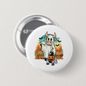 Funny Halloween Ghost Cow Button (Vorne & Hinten)