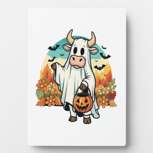 Funny Halloween Ghost Cow Fotoplatte (Vorderseite)