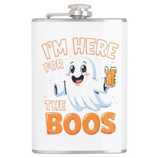 Funny Halloween Ghost Design - "I'm Here for the B Flachmann (Vorderseite)
