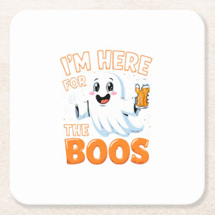 Funny Halloween Ghost Design - "I'm Here for the B Rechteckiger Pappuntersetzer
