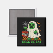 Funny Halloween Ghost Gamer Pixel Kids Boy Trick O Magnet (Vorderseite/Rückseite)