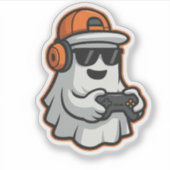 Funny Halloween Ghost Gamer Pixel Video Aufkleber (Vorderseite)
