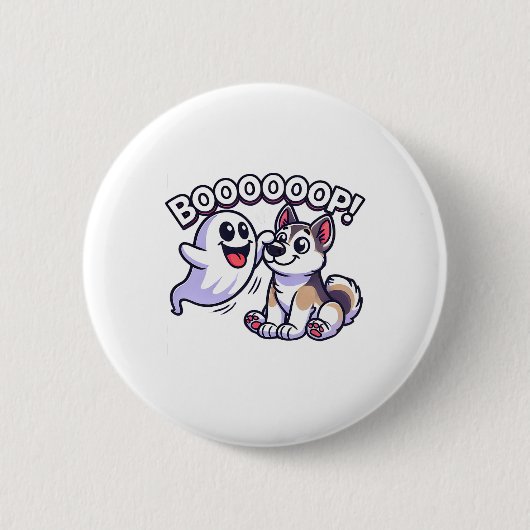 Funny Halloween Ghost Husky Dog Boop Albern Puppy Button (Vorderseite)