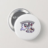 Funny Halloween Ghost Husky Dog Boop Albern Puppy Button (Vorne & Hinten)