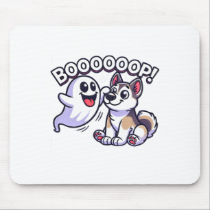 Funny Halloween Ghost Husky Dog Boop Albern Puppy Mousepad